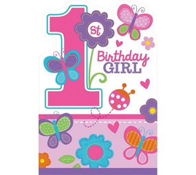 Amscan Uitnodiging 1st birthday girl met vlinders 8 stuks Amscan Uitnodiging 1st birthday girl met vlinders 8 stuks
