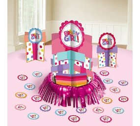 Tafeldecoratie Birthday Girl 3 stuks met confetti Tafeldecoratie Birthday Girl 3 stuks met confetti