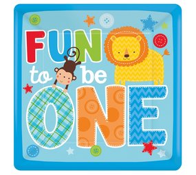 Amscan Fun to be One Safari Plates Blue 26 cm | 8 pieces