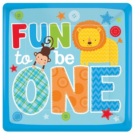 Amscan „Fun to be One“-Safari-Teller, blau, 26 cm | 8 Stück