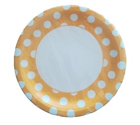 Yellow plate with white dots 23cm | 8 pieces