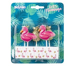 Taartkaarsje Flamingo en Ananas 5 stuks Taartkaarsje Flamingo en Ananas 5 stuks
