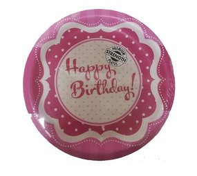Happy Birthday Sign Pink 23cm | 8 pieces