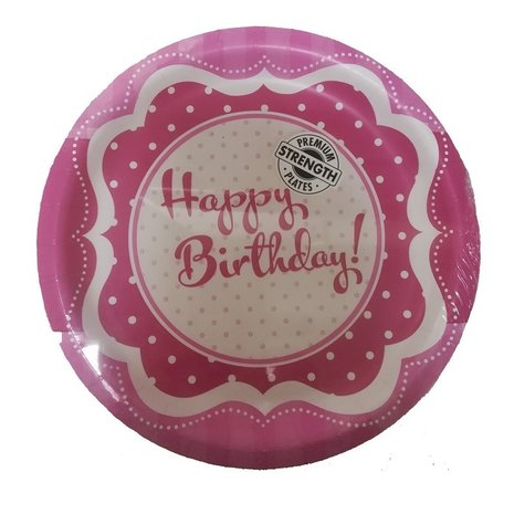 Happy Birthday Schild, rosa, 23 cm | 8 Stück