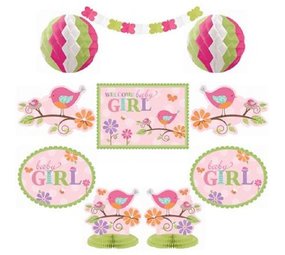 Decoratie kit tweet baby girl 10 delig Decoratie kit tweet baby girl 10 delig