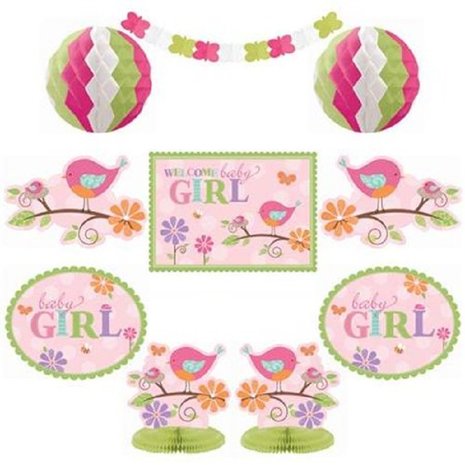 Decoratie kit tweet baby girl  10 delig Decoratie kit tweet baby girl  10 delig