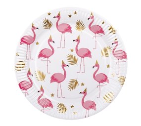 Boland Flamingo-Teller, Gold und Rosa, 23 cm | 10 Stück