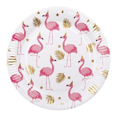 Boland Flamingo-Teller, Gold und Rosa, 23 cm | 10 Stück