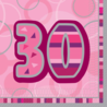 Unique Party Servet Glitz 30 jaar roze 33x33cm | 16 stuks Unique Party Servet Glitz 30 jaar roze 33x33cm | 16 stuks