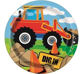 Unique Party Construction Party Cake Plate 17 cm | 8 pieces