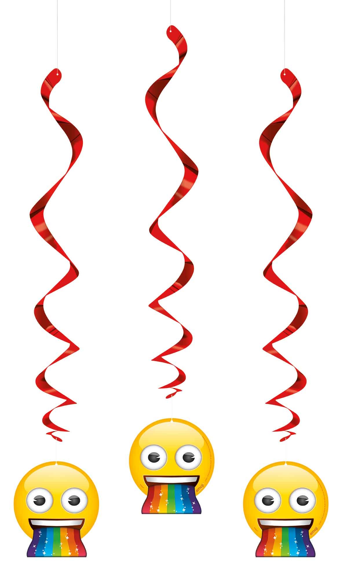 Unique Party 79439 - Hanging Swirl Rainbow Fun Emoji Decorations, Pack of 3