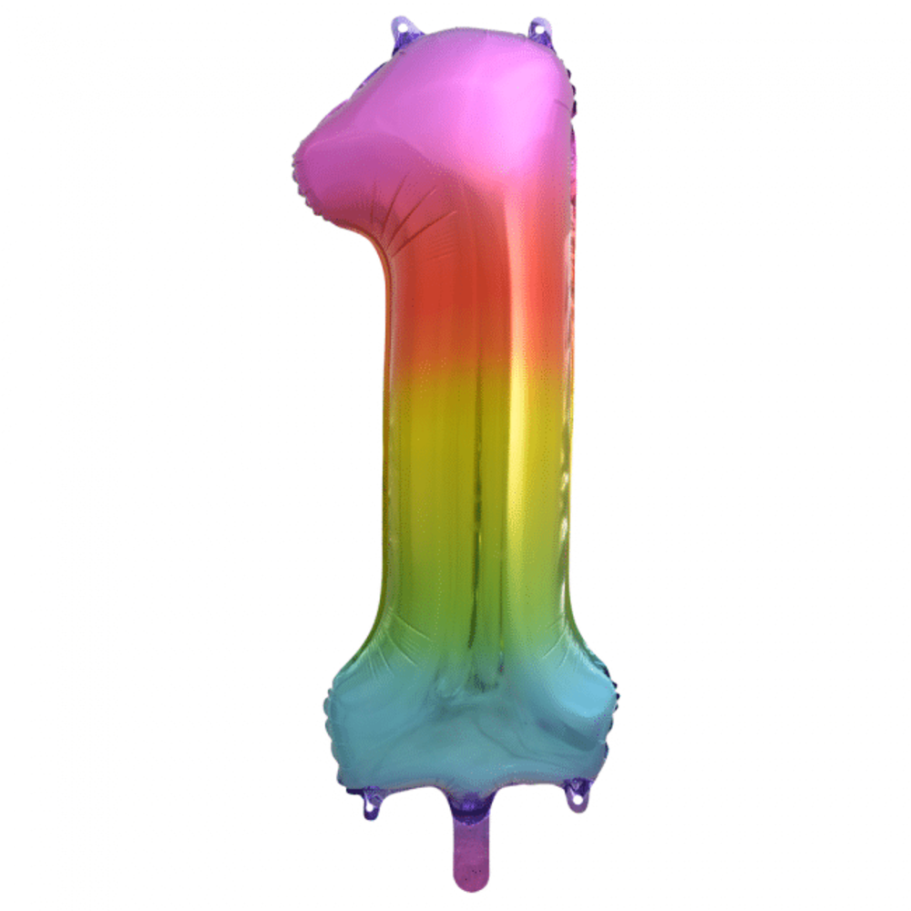 Paper Dreams Regenbogen-Folienballon Nummer 1 | 86 cm