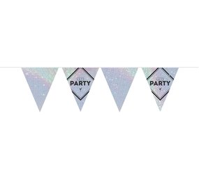 Holografische Silbergirlande „Let's Party“ | 10 Meter