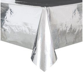 Unique Party Silver Metallic Tablecloth 137x274cm | per piece