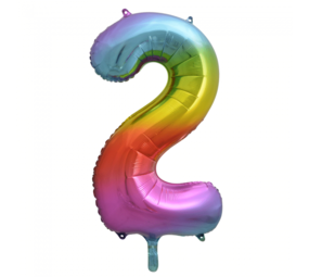 Godan Regenboog Folie Ballon cijfer 2 | 86cm Godan Regenboog Folie Ballon cijfer 2 | 86cm