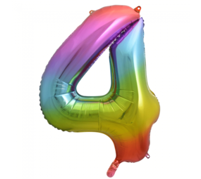 Godan Regenboog Folie Ballon cijfer 4 | 86cm Godan Regenboog Folie Ballon cijfer 4 | 86cm