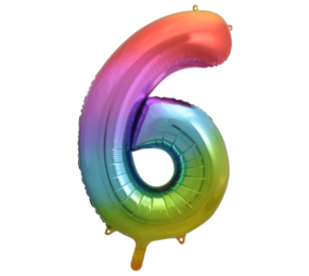 Godan Regenboog Folie Ballon cijfer 6 | 86cm Godan Regenboog Folie Ballon cijfer 6 | 86cm