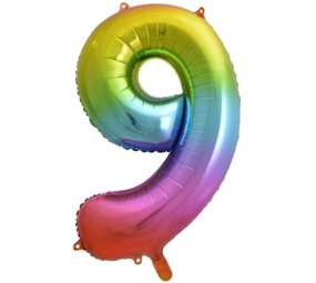 Godan Regenboog Folie Ballon cijfer 9 | 86cm Godan Regenboog Folie Ballon cijfer 9 | 86cm