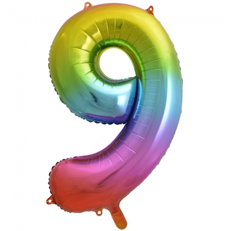 Paper Dreams Rainbow Foil Balloon Number 9 | 86cm