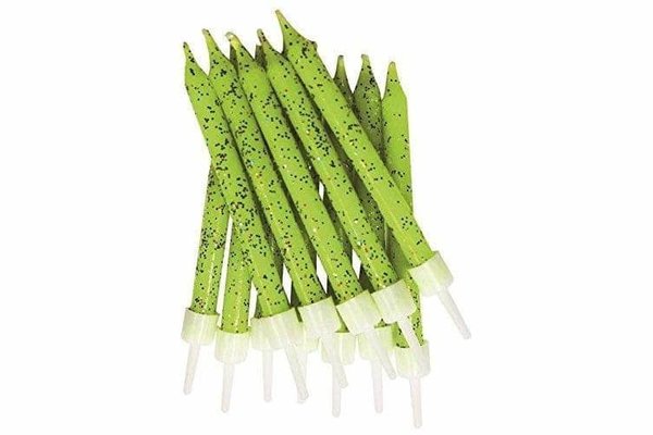 Glitter cake candles lime green | 12 pieces