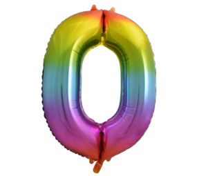 Paper Dreams Regenboog Folie Ballon cijfer 0 | 86cm