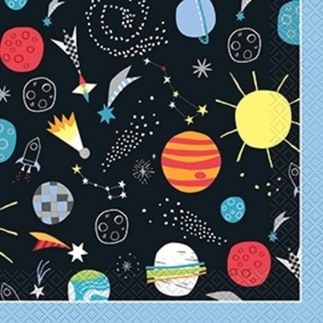 Unique Party Serviettes de table Espace 33x33cm | 16 pièces