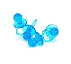 Unique Party Blaue Babyschnuller als Gastgeschenke für die Babyparty, 5 x 2,5 cm | 4 Stück