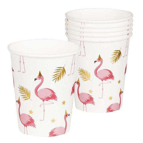 Boland Flamingo Bekers Goud en Roze 210ml | 10 stuks Boland Flamingo Bekers Goud en Roze 210ml | 10 stuks
