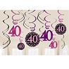 Riethmüller Decoration Swirls 40 Years Sparkling Pink | 12 pieces