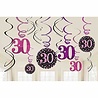 Riethmüller Decoration Swirls 30 Years Sparkling Pink | 12 pieces