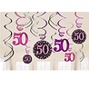 Riethmüller Decoration Swirls 50 Years Sparkling Pink | 12 pieces