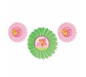 Amscan Décoration d'ours rose pour 1er anniversaire en éventail | 3 pièces