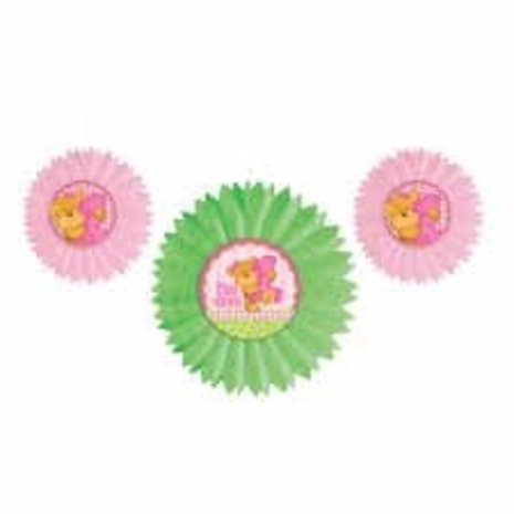 Amscan Rosa Bären-Dekorationsfächer zum 1. Geburtstag | 3-teilig