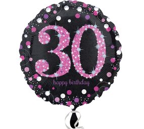 Anagram Ballon à l'hélium 30 ans Sparlink Rose 45 cm dégonflé | à l'unité