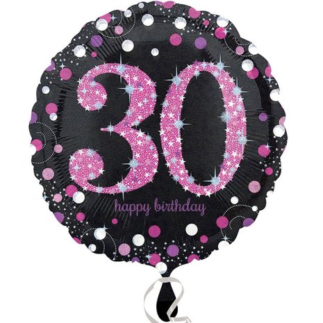 Anagram Ballon à l'hélium 30 ans Sparlink Rose 45 cm dégonflé | à l'unité
