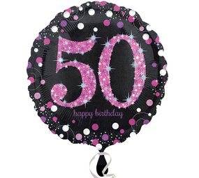 Anagram Ballon à l'hélium 50 ans Sparlink Rose 45 cm dégonflé | à l'unité