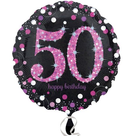 Anagram Helium Ballon 50 jaar Sparlinkg Roze 45cm Leeg | per stuk