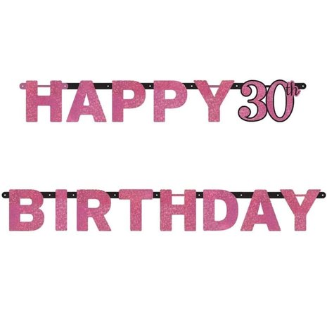 Amscan Guirlande de lettres « Joyeux 30e anniversaire » rose pailleté 213 x 16 cm | à l'unité