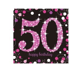 Riethmüller 50th Birthday Napkins Sparkling Pink 33x33cm | 16 pieces