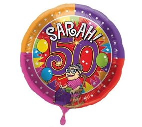 Folie ballon Sarah! 50 jaar Folie ballon Sarah! 50 jaar