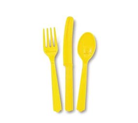 Unique Party Yellow Cutlery Set 18-piece