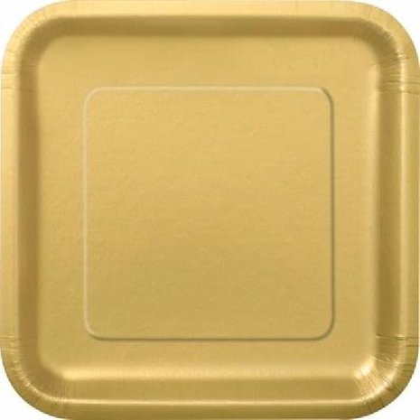 Unique Party Goldene quadratische Teller 23x23cm | 14 Stück