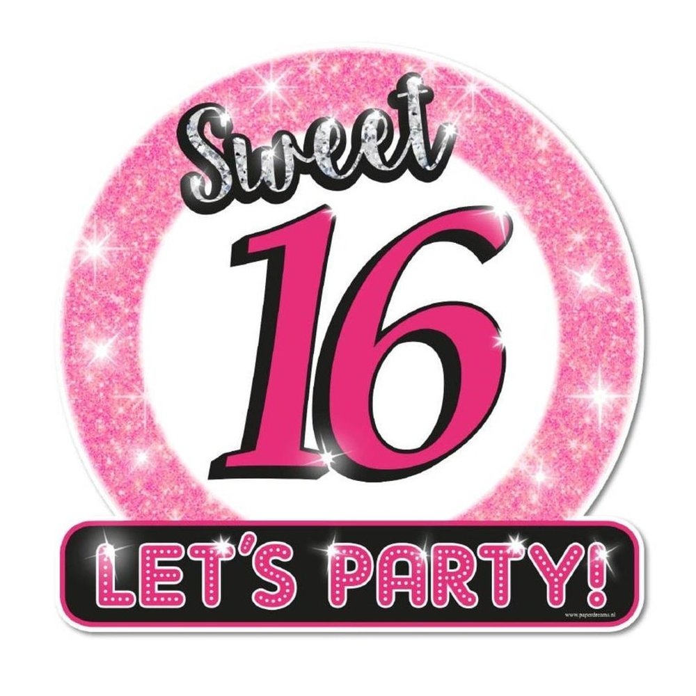 Paper Dreams Deurbord Sweet 16 ''Let's Party!'' 50cm | per stuk