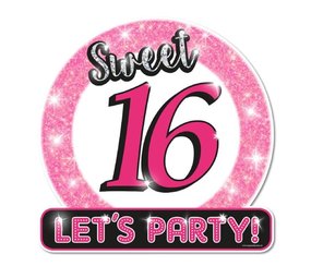 Paper Dreams Deurbord Sweet 16 ''Let's Party!'' 50cm | per stuk Paper Dreams Deurbord Sweet 16 ''Let's Party!'' 50cm | per stuk