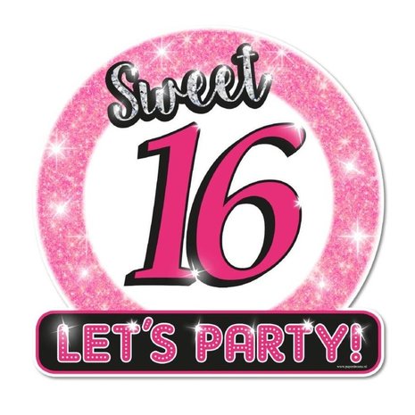 Paper Dreams Door sign Sweet 16 ''Let's Party!'' 50cm | per piece