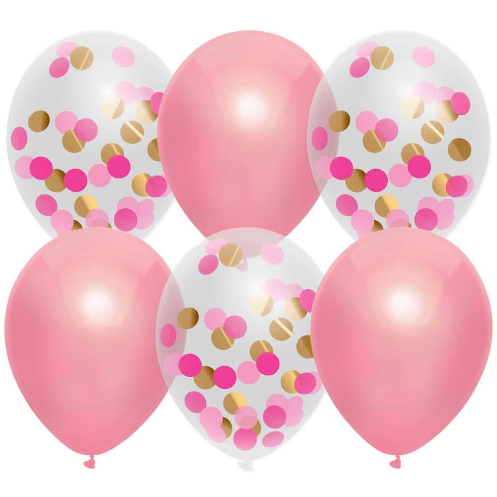 Haza - Witbaard Rosa Mix-Luftballons mit Konfetti | 6 Stück
