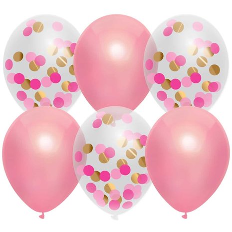 Haza - Witbaard Rosa Mix-Luftballons mit Konfetti | 6 Stück