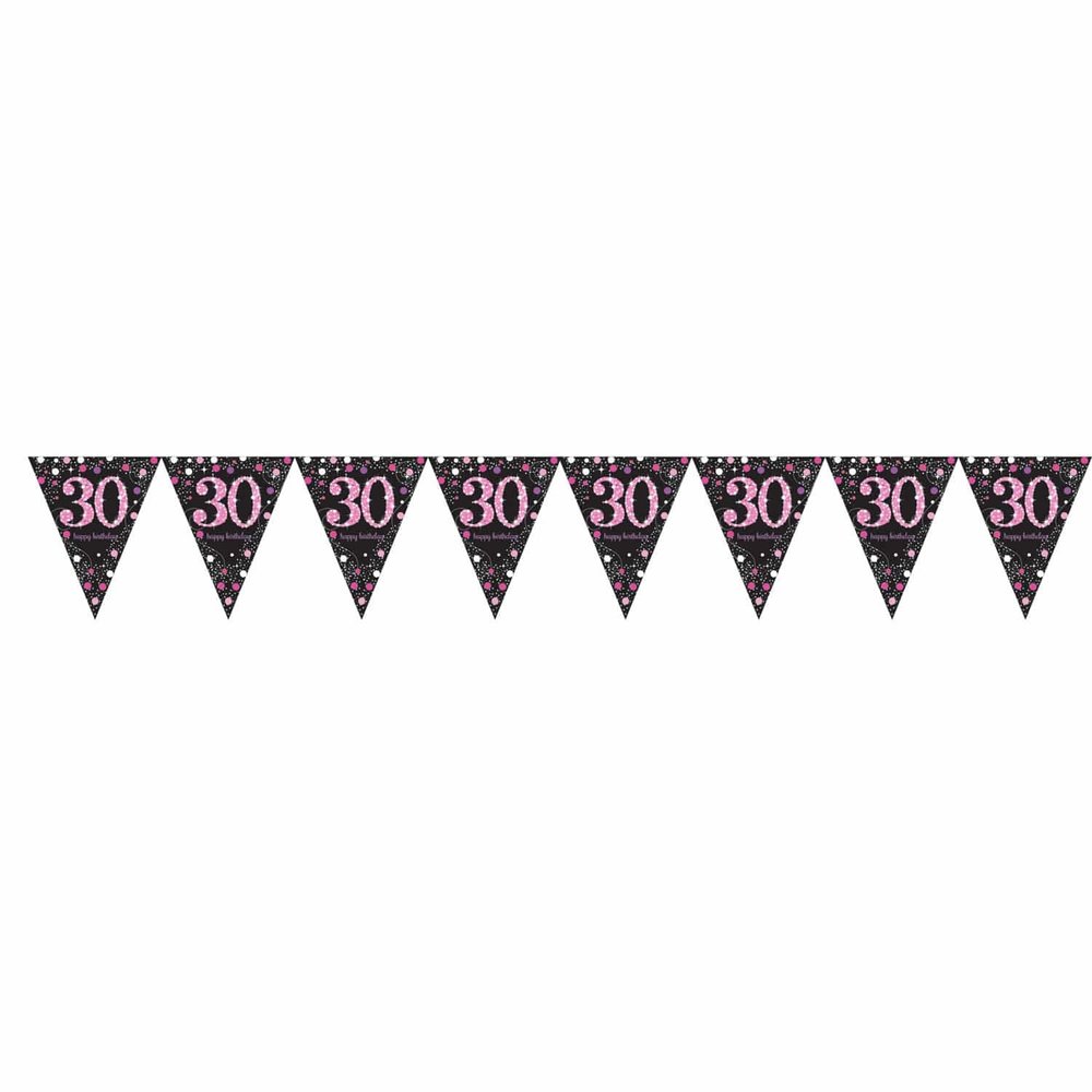 Amscan Flag Garland 30 Sparkling Black-Pink 4 m | per piece