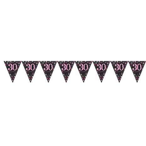 Amscan Flaggengirlande 30 Glitzernd Schwarz-Rosa 4 m | pro Stück