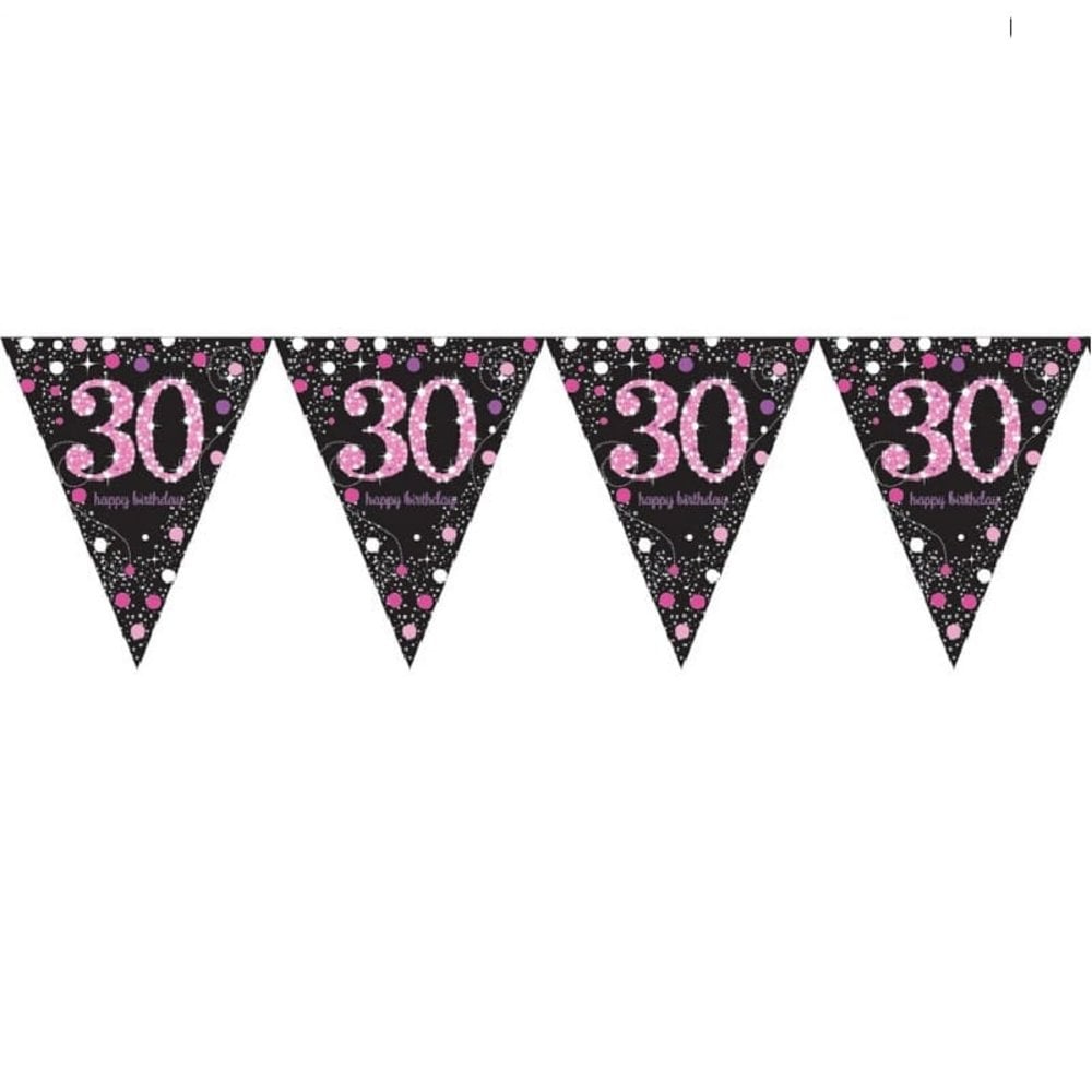 Amscan Flag Garland 30 Sparkling Black-Pink 4 m | per piece